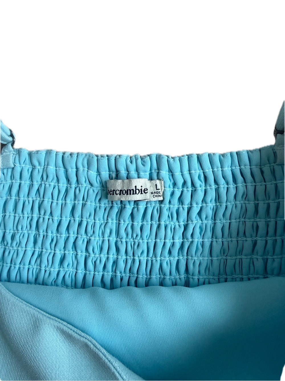 Abercrombie & Fitch Sky Blue Cropped Tank, Smocking Back With Zipper on Side - Picture 8 of 12